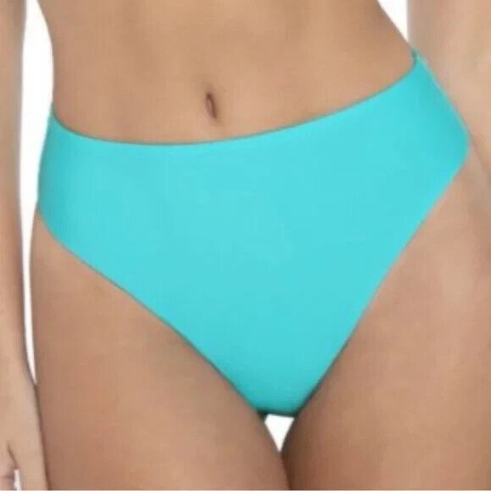 PILYQ Blue Saltwater Hillary High-Waist Full Swim Bottoms Women's Size Small NEW